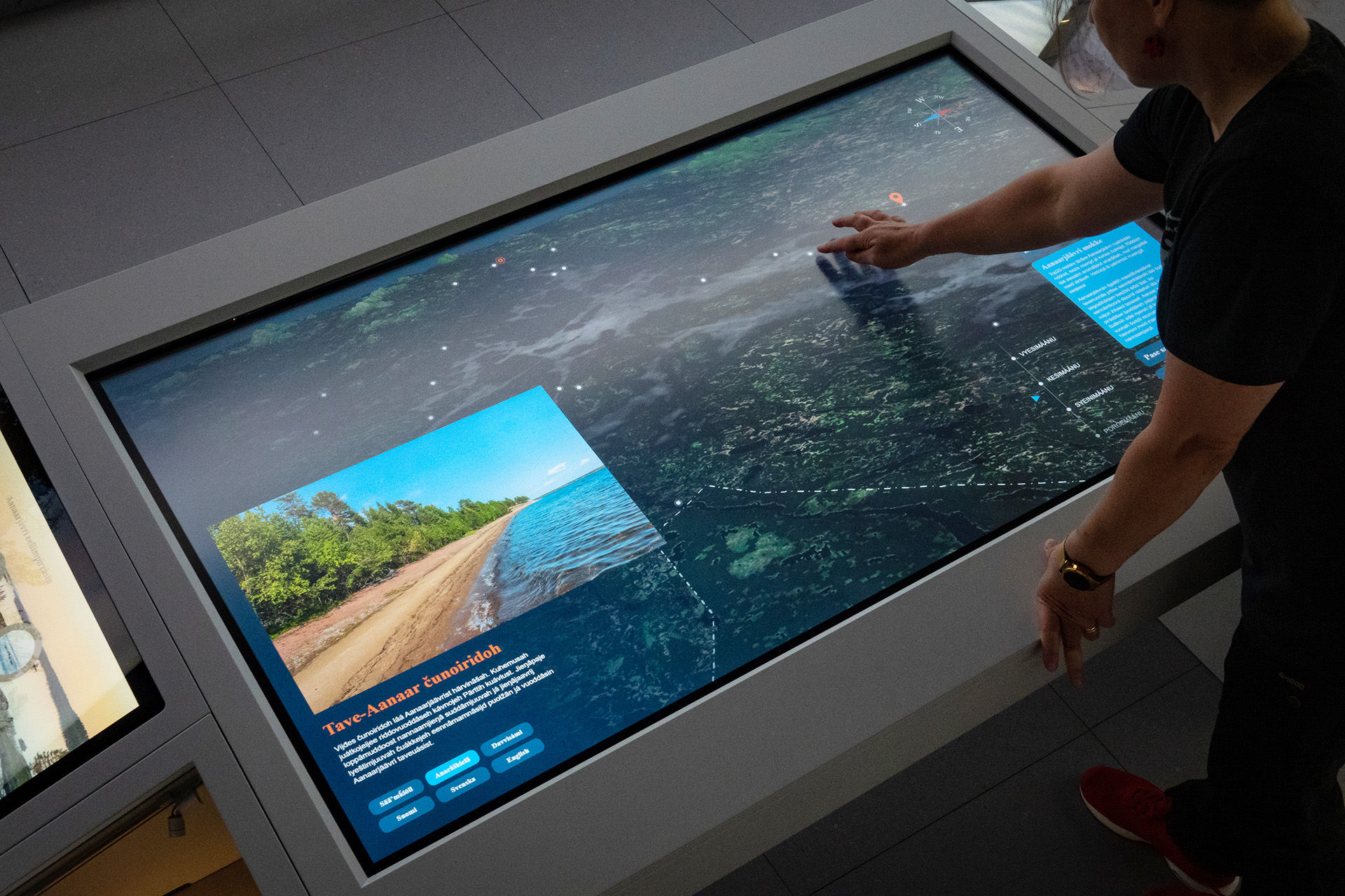 Kuva Siida-museon interaktiivisesta näytöstä